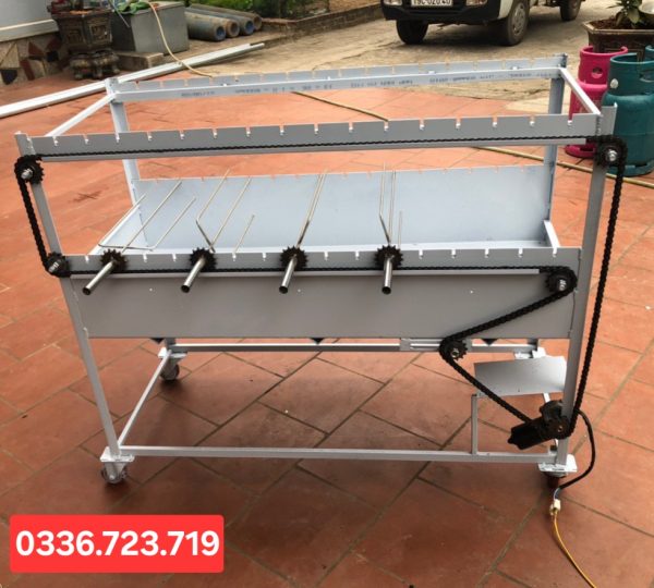 Máy Quay vịt 5 Xiên 2 Tầng, nướng tự động chạy xích
