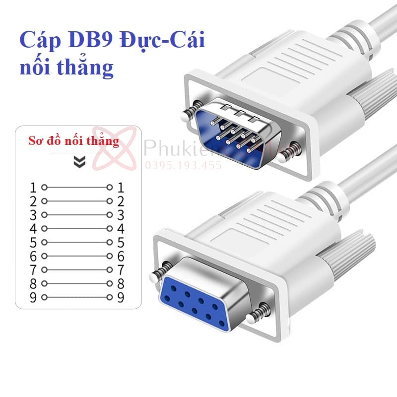 Phukiencom - dây cáp db9 rs232 nối thẳng Đực Cái